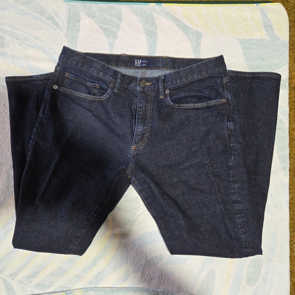 GAP Men Slim Jeans Dark Blue Denim